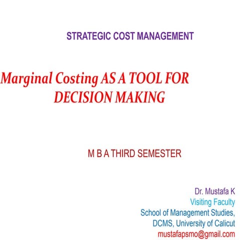 Marginal costing decision making
