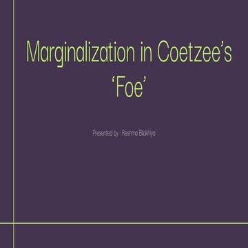Marginalization in Coetzee's 'Foe' .pdf Novel