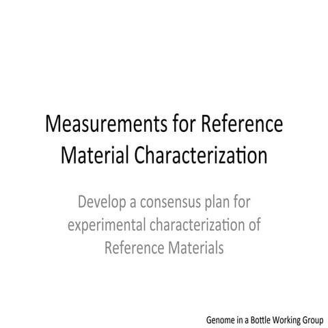 Measurements for Reference Material Characterization Working Group Summary Au...
