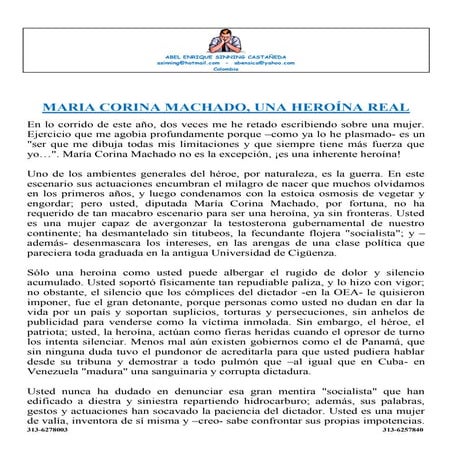 Maria corina machado, una heroina real