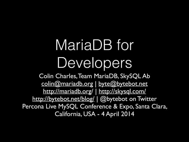 MariaDB for developers