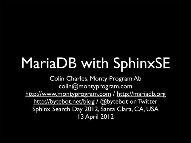 MariaDB with SphinxSE