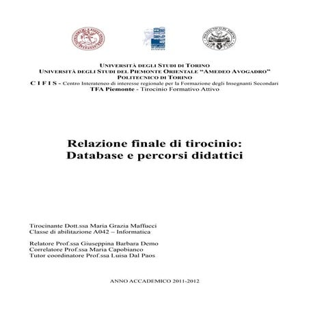 Maria Grazia Maffucci - relazione finale tirocinio