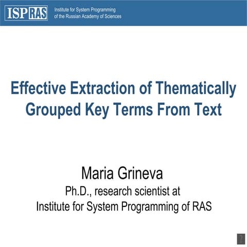 Effective Extraction of Thematically Grouped Key Terms From Text
