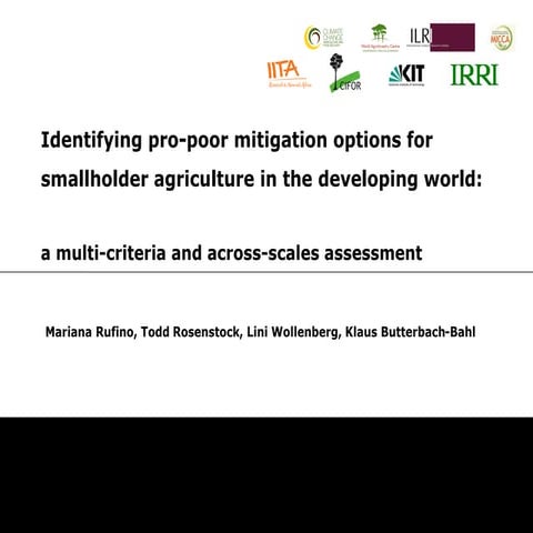 Mariana Rufino 2013: Identifying Pro-Poor Mitigation Options for smallholder ...