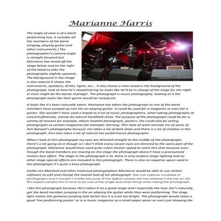 Marianne harris analysis 