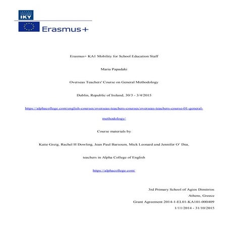 Maria Papadaki  - Erasmus+ mobility to Dublin 30.3-3.4.2015 -- Overseas Teachers' Course Materials