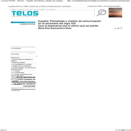 España: Periodistas y medios de comunicación en el escenario del siglo XXI.