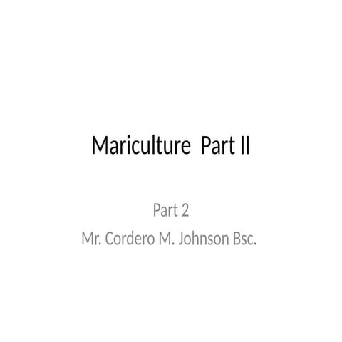 Mariculture II Part Marine Species Harvesting