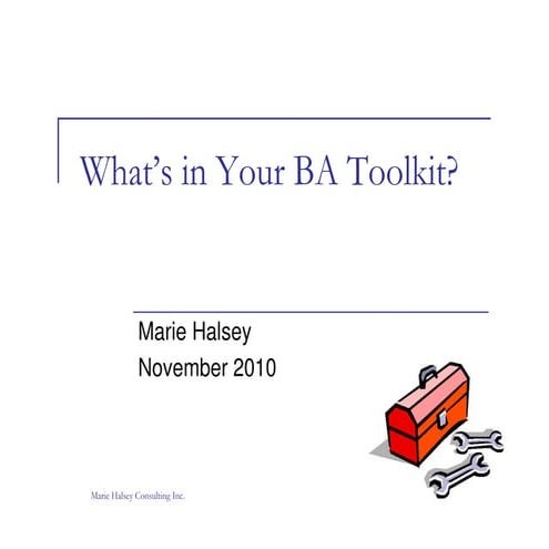 What’s In Your BA Toolkit? Nov 2010