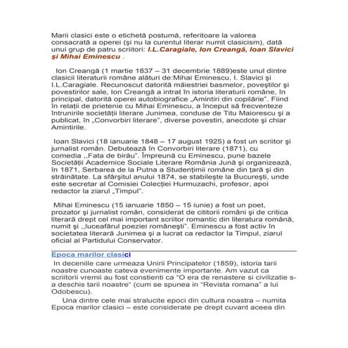Marii clasici este o etichetă postumă