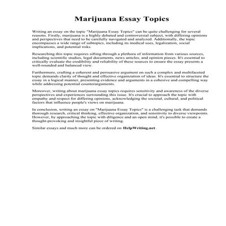 Marijuana Essay Topics. Villanova University