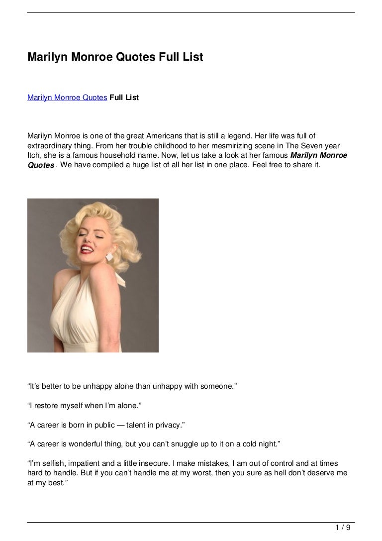 Marilyn Monroe Quotes Full List
