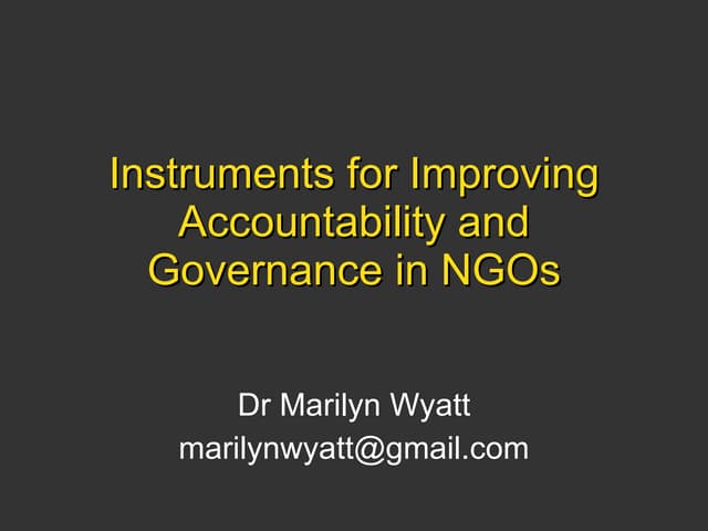 Instruments for improvement of Accountability and Governance in NGOs