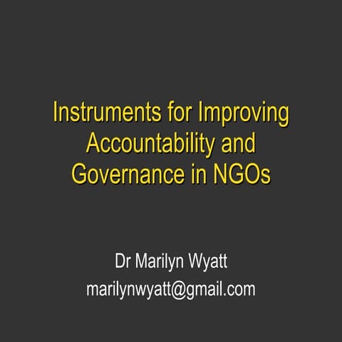 Instruments for improvement of Accountability and Governance in NGOs