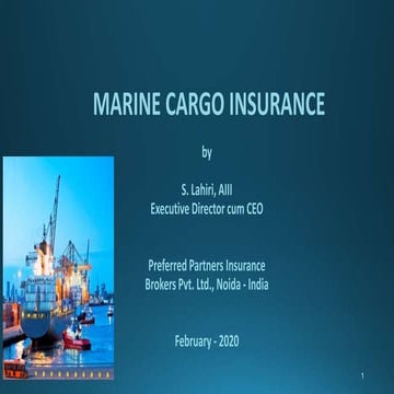 Lecture Material on Marine Cargo Insurance by Samiran Lahiri