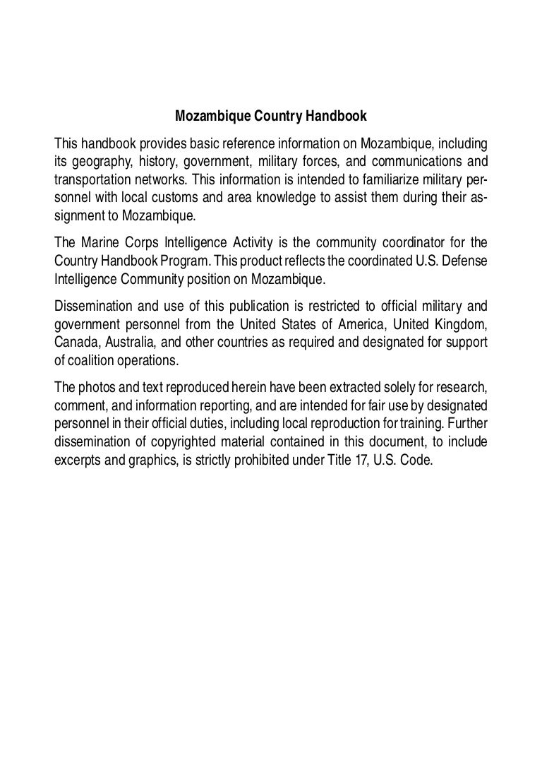 marine corps intelligence activity mozambique country handbook