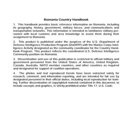 Marine corps intelligence activity romania country handbook