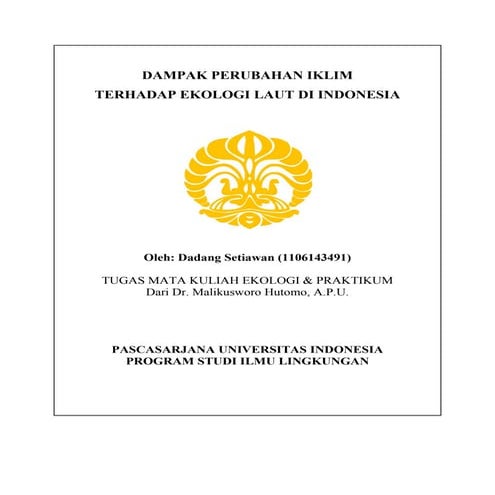Dampak Perubahan Iklim terhadap Ekologi Laut