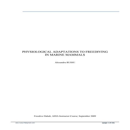 Marine mammals: physiological adaptations to freediving