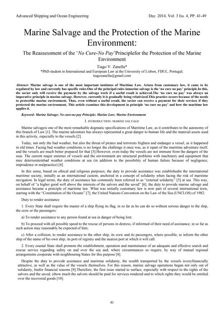Marine salvage and the protection o...