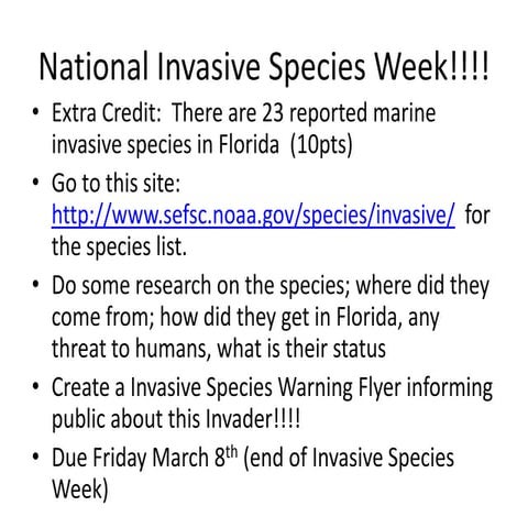 Marine science national invasive species week!!!!