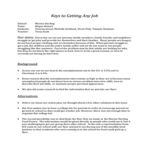Marion Sterling- Keys to Getting Any Job- Struggling Parents