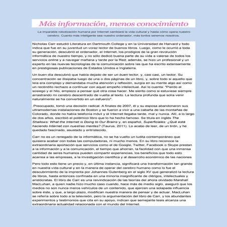 Mas informacion menos conocimiento | DOC
