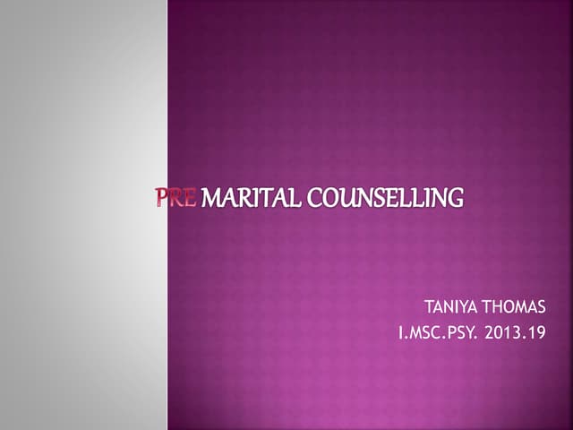 Pre Marital counselling