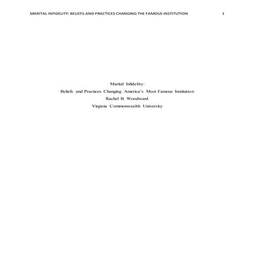 Marital Infidelity:  Beliefs and Practices Changing America’s Most Famous Institution