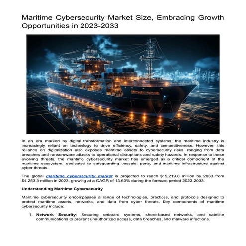 Cybersecurity for Marine | Maritime Cyber Security Solutions | PDF