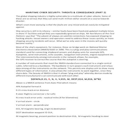 Maritime cyber security threats & consequence part 2 | DOCX