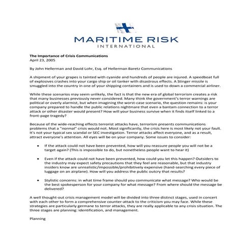 The Importance of Crisis Communications 