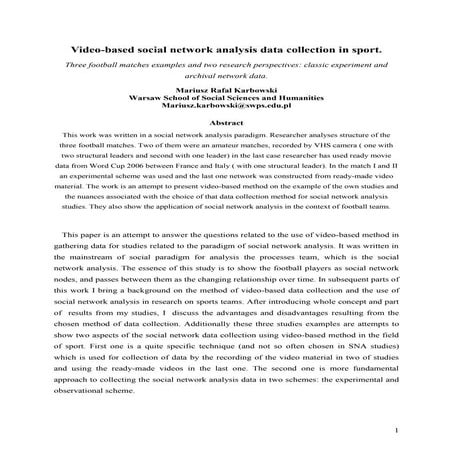 Video-based social network analysis data collection in sport -Mariusz Karbowski 