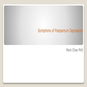Symptoms of Postpartum Depression