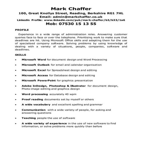 Mark chaffer cv