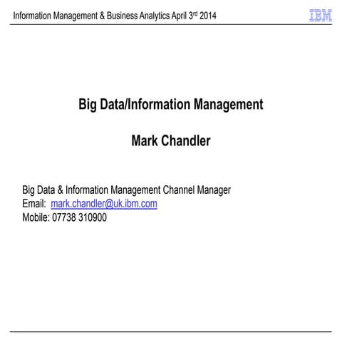 Big Data & Information Management Channel Manager