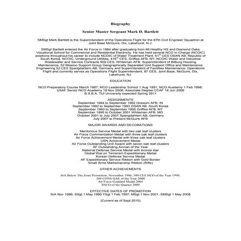 Mark D Bartlett Biography