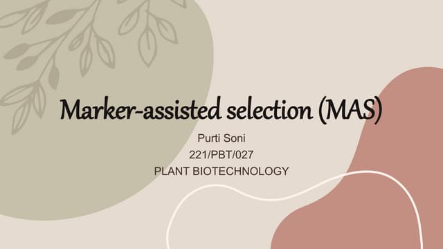 Marker assisted selection( mas) and its application in plant breeding ...