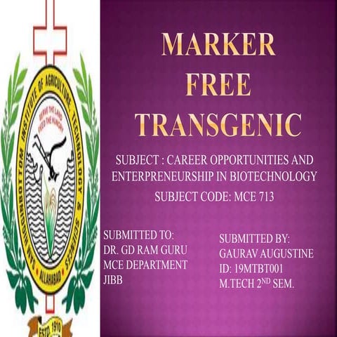 Marker free transgenic