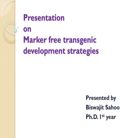Marker free transgenic strategy