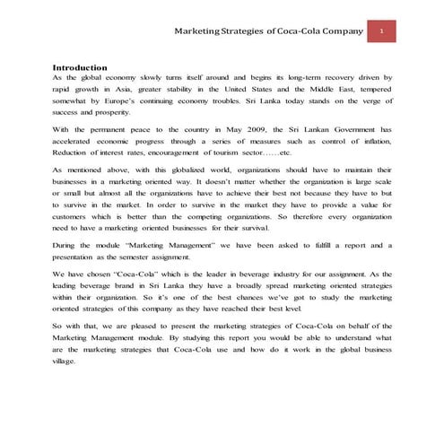 Markering strategies of coka cola company