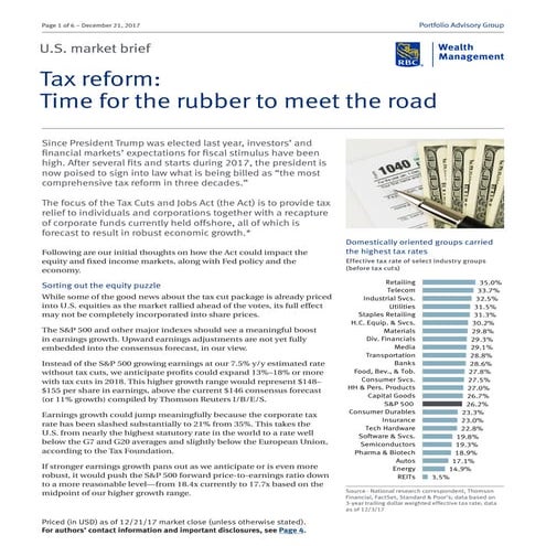 Tax Reform: Time for Rubber to meet the road!