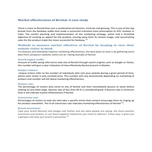 Market effectiveness of revital a case study