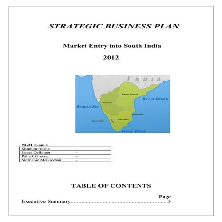 Market Entry Strategy  - Southern India