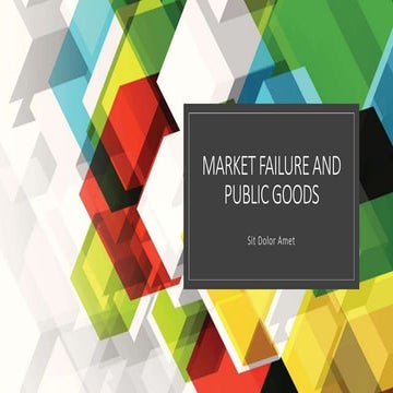 Market failure and public goods