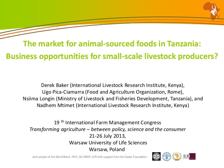 The market for animal-sourced foods in Tanzania: Business opportuniti…