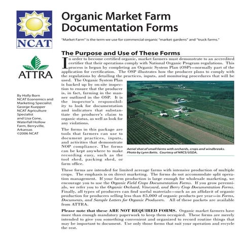 Organic Field Crops Documentation Forms | PDF