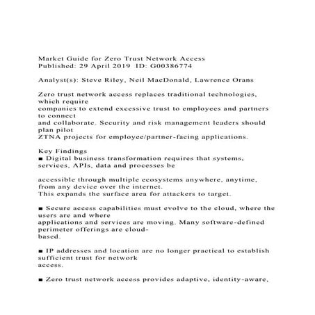 Market Guide for Zero Trust Network AccessPublished 29 Apri.docx