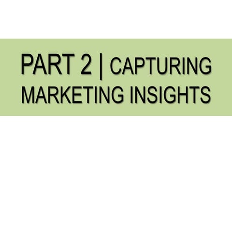 Marketing: Capturing Marketing Insights